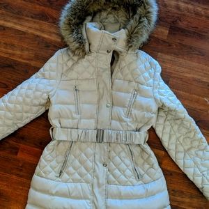 Moda International Cream Puffer coat (Large)